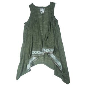 Girls Belle du Jour Vest Size Medium Green with Trim Loose Fit Layers